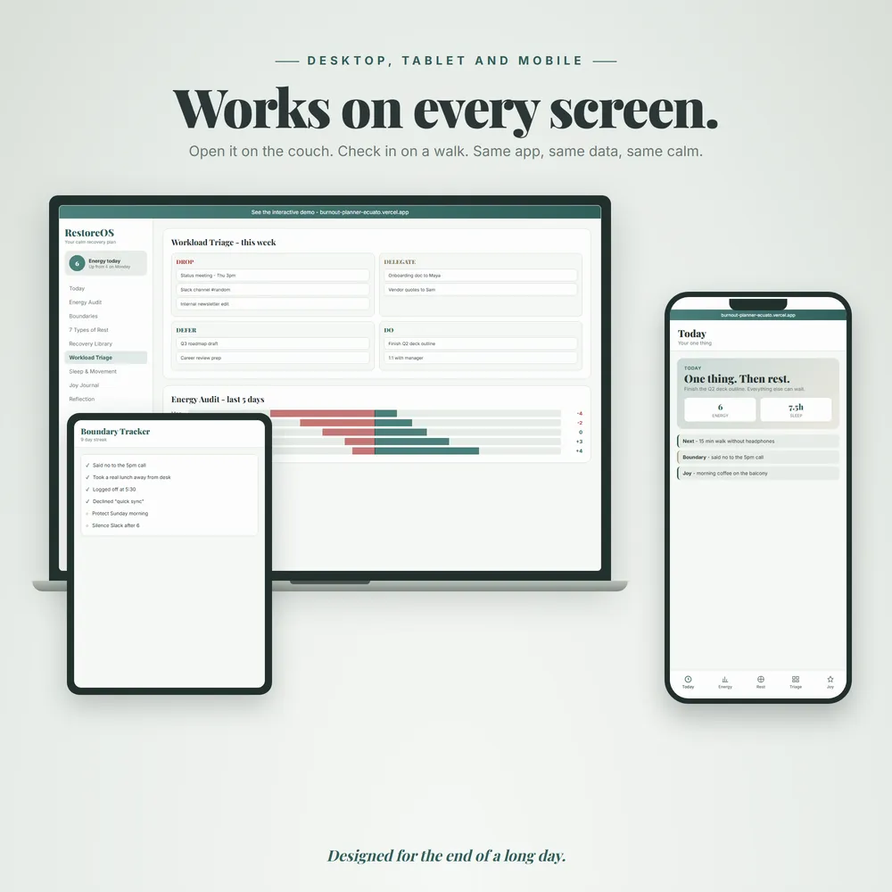 RestoreOS shown on laptop and phone