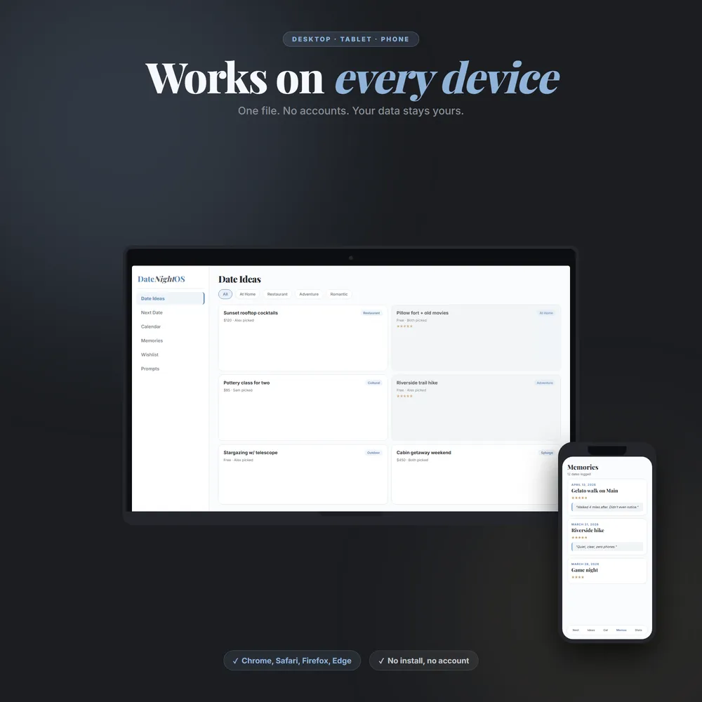DateNightOS shown on laptop and phone