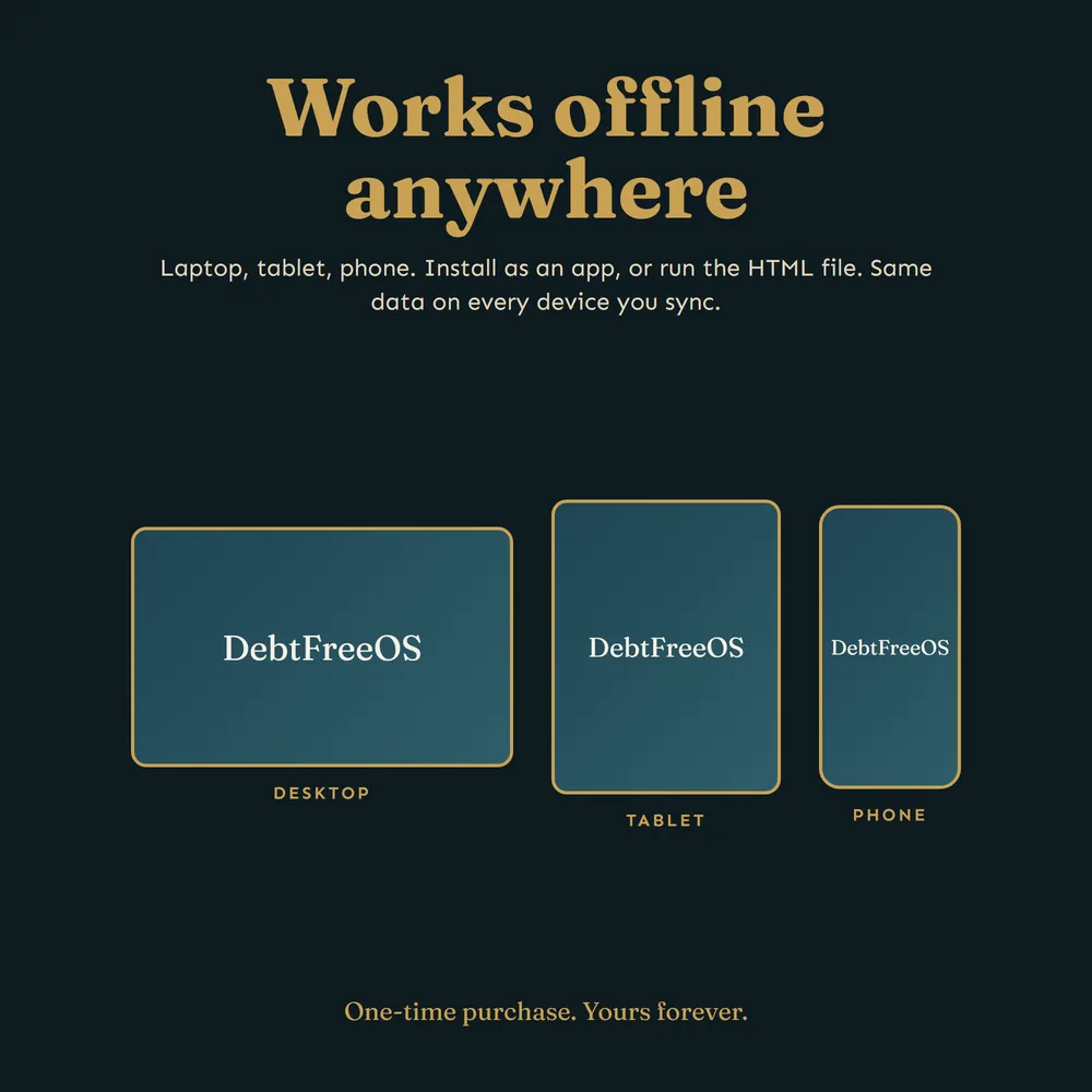 DebtFreeOS shown on laptop and phone