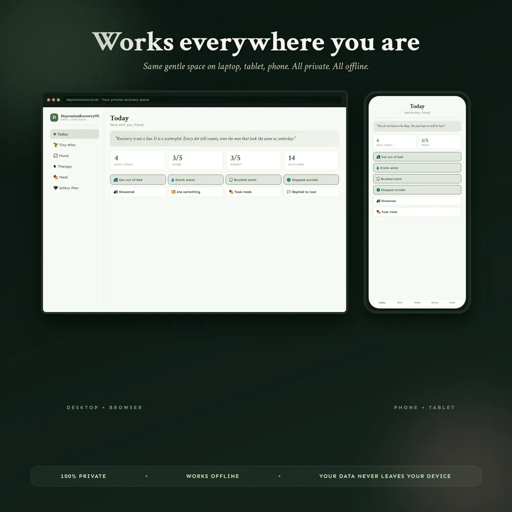 DepressionRecoveryOS shown on laptop and phone
