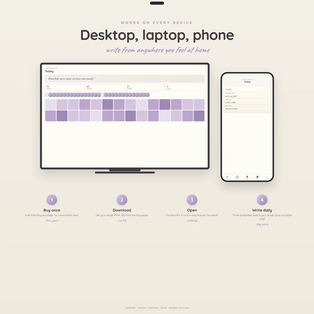 GratitudeOS shown on laptop and phone