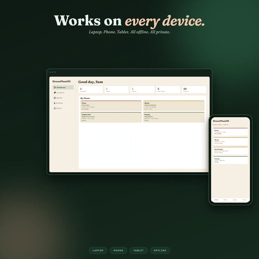 HousePlantOS shown on laptop and phone