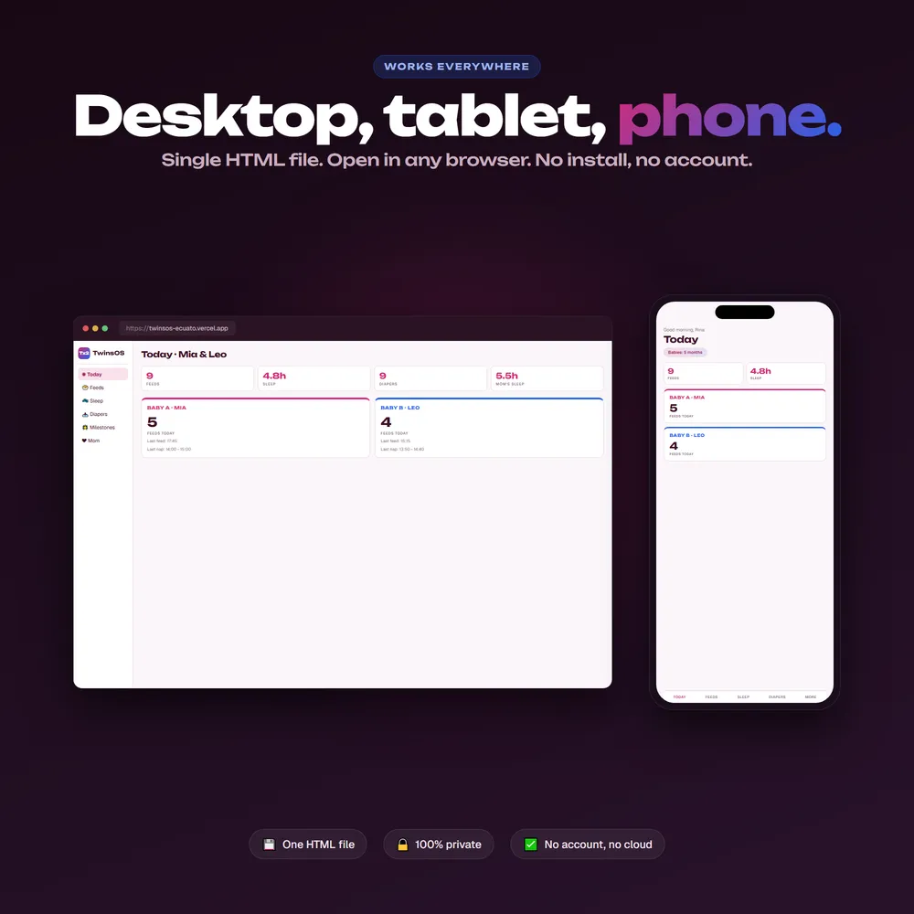 TwinsOS shown on laptop and phone