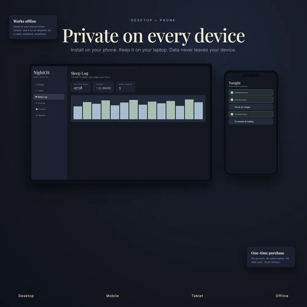 NightOS shown on laptop and phone