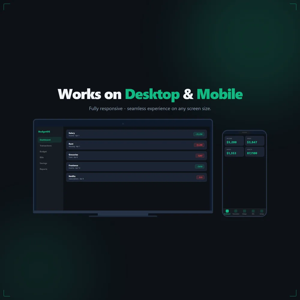 BudgetOS shown on laptop and phone