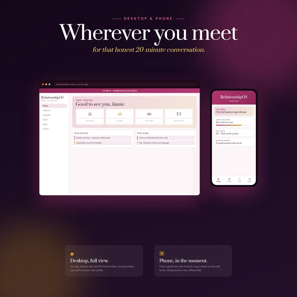 RelationshipOS shown on laptop and phone